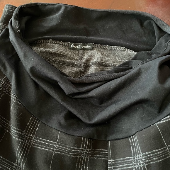 Black Plaid Emma’s Expectations Maternity Straight Leg Pants - Picture 3 of 4